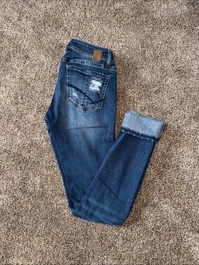 BKE dark Blue Distressed Skinny Jeans